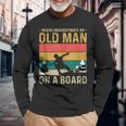 Never Underestimate An Old Man On A Snowboard Vintage Long Sleeve T-Shirt Gifts for Old Men