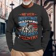 Never Underestimate An Old Man Veterans Day Army Veteran Long Sleeve T-Shirt Gifts for Old Men