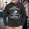 Never Underestimate A Trainwreck With A Guitar Long Sleeve T-Shirt Gifts for Old Men