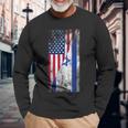 Usa Israel Flags United States Of America Israeli Long Sleeve T-Shirt Gifts for Old Men