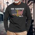 Uss Savannah Aor-4 Replenishment Oiler Ship Veterans Day Dad Long Sleeve T-Shirt Gifts for Old Men