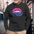 Vampire Lips Bi-Sexual Pride Sexy Blood Fangs Lgbt-Q Ally Long Sleeve T-Shirt T-Shirt Gifts for Old Men