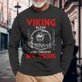 Viking Blood Runs Through My Veins Viking Odin Long Sleeve T-Shirt Gifts for Old Men