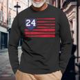 Vintage Baseball Fastpitch Softball 24 Jersey Number Long Sleeve T-Shirt Gifts for Old Men