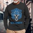 Vintage Lion Face Head Detroit Football Football Long Sleeve T-Shirt T-Shirt Gifts for Old Men