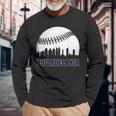 Vintage Philadelphia Baseball Skyline Retro Philly Cityscap Long Sleeve T-Shirt Gifts for Old Men