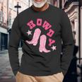 Vintage Pink Howdy Rodeo Western Country South Cowgirl Boot Rodeo Long Sleeve T-Shirt T-Shirt Gifts for Old Men
