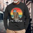 Vintage Pixiebob Ew People Cat Wearing Face Mask Long Sleeve T-Shirt Gifts for Old Men