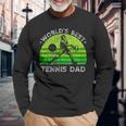 Vintage Retro Worlds Best Tennis Dad Silhouette Sunset Long Sleeve T-Shirt T-Shirt Gifts for Old Men