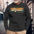 Vintage Sunset Stripes Amite Louisiana Long Sleeve T-Shirt Gifts for Old Men