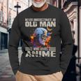 Vintage Never Underestimate An Old Man Who Loves Anime Cute Long Sleeve T-Shirt Gifts for Old Men