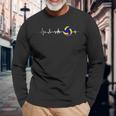Volleyball Heartbeat Sports Lover Long Sleeve T-Shirt Gifts for Old Men