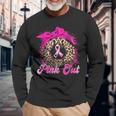 Wear Pink Out Soccer Ribbon Leopard Breast Cancer Awareness Long Sleeve T-Shirt Gifts for Old Men
