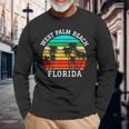 West Palm Beach Florida Retro Sunset Palm Trees Long Sleeve T-Shirt Gifts for Old Men