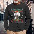 White Boxer Christmas Santa Ugly Sweater Dog Lover Xmas Long Sleeve T-Shirt Gifts for Old Men