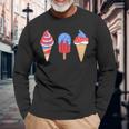 White Red Blue Ice Cream American Flag 4Th Of July Long Sleeve T-Shirt T-Shirt Gifts for Old Men