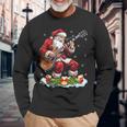 Xmas Guitarist Santa Playing Guitar Christmas Long Sleeve T-Shirt Gifts for Old Men