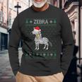 Xmas Zebra Ugly Christmas Sweater Party Long Sleeve T-Shirt Gifts for Old Men