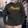 Zion National Park Sunny Mountain Treeline Long Sleeve T-Shirt Gifts for Old Men