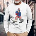 Abraham Lincoln Playing Hockey 4Th Of July Hockey Long Sleeve T-Shirt Gifts for Old Men