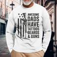 Awesome Dads Have Tattoos Beards & Guns Dad Gun Long Sleeve T-Shirt Gifts for Old Men