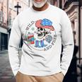 Cowboy Skeleton 4Th Of July American Flag Long Sleeve T-Shirt T-Shirt Gifts for Old Men