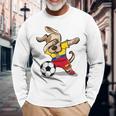 Dabbing Dog Ecuador Soccer Fans Jersey Ecuadorian Football Long Sleeve T-Shirt Gifts for Old Men