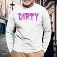 Dirty Words Horror Movie Themed Purple Distressed Dirty Long Sleeve T-Shirt Gifts for Old Men
