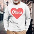 I Heart Olivia First Names And Hearts I Love Olivia Long Sleeve T-Shirt Gifts for Old Men