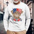 Highland Cow Heifer Bandana American Flag 4Th Of July Long Sleeve T-Shirt Gifts for Old Men