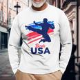 Karate Support The Team Student Sensei Usa Flag American Long Sleeve T-Shirt T-Shirt Gifts for Old Men