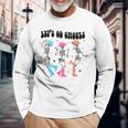 Let's Go Ghouls Halloween Western Spooky Skeletons Dancing Long Sleeve T-Shirt Gifts for Old Men