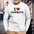 I Love Hot Cowboys I Heart Cowboys Country Western Long Sleeve T-Shirt Gifts for Old Men