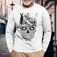 Matching Family Rabbit Skull Costume Halloween Bunny Long Sleeve T-Shirt Gifts for Old Men