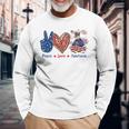 Peace Love Schnauzer Dog Patriotic America Flag 4Th July Long Sleeve T-Shirt Gifts for Old Men