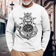 Sailing Boat Captain Sring Wheel Compass Anchor Long Sleeve T-Shirt T-Shirt Gifts for Old Men