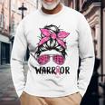 Support Squad Messy Bun Pink Warrior Breast Cancer Awareness Breast Cancer Awareness Long Sleeve T-Shirt T-Shirt Gifts for Old Men