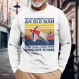 Never Underestimate An Old Man Who Loves Wingsuit Flying Long Sleeve T-Shirt Gifts for Old Men