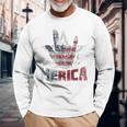 Vintage Merica Rock Sign 4Th Of July Usa Flag Patriotic Long Sleeve T-Shirt T-Shirt Gifts for Old Men