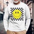 Yellow Smile Face Cute Checkered Peace Smiling Happy Face Long Sleeve Gifts for Old Men