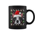 Cute Boston Terrier Ugly Christmas Sweater Santa Hat Xmas Coffee Mug