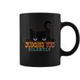 Funny Black Cat Judging You Silently Sarcastic Cat Coffee Mug