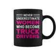 Funny Female Truck Driver Never Underestimate Women Coffee Mug