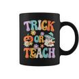 Groovy Halloween Trick Or Teach Retro Pumpkin Ghost Teacher Coffee Mug