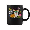 Hello Summer Corgi Dog Lover Tropical Beach Summer Vacation Coffee Mug
