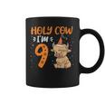 Holy Cow Im 9 Scottish Highland Cow Print 9Th Birthday Girl Coffee Mug