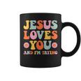 Jesus Loves You And I'm Trying Christian Retro Groovy Coffee Mug