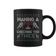 Making A Fist Checking You Twice Ugly Christmas Pajama Party Coffee Mug