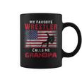 My Favorite Wrestler Calls Me Grandpa Fathers Day Usa Flag Coffee Mug