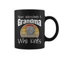 Never Underestimate A Grandma Who Knits Knitting Retro Funny Coffee Mug